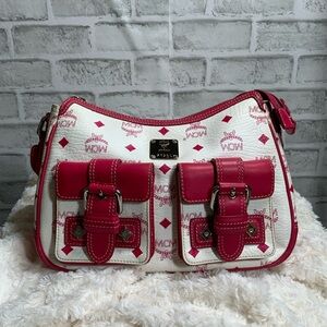 MCM Red and White Shoulder Bag